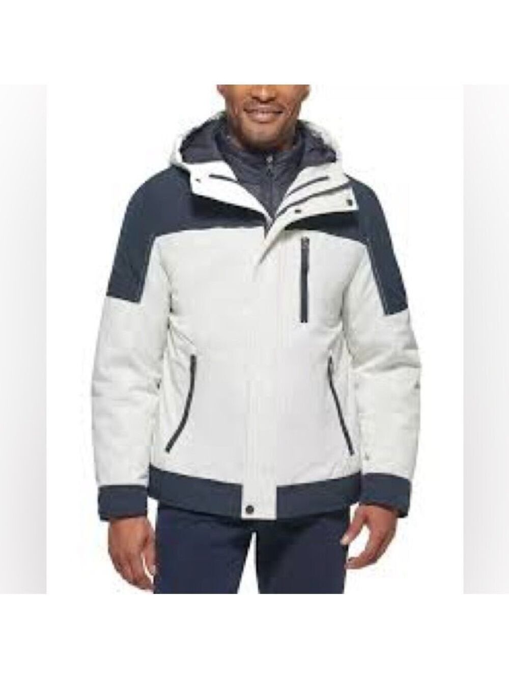 Men’s Club Room White & Blue 3 in 1 All Weather System Jacket Size XXL!